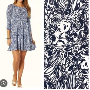 Lilly Pulitzer 3/4 Length Sleeve Geanna Dress | G'day Mate High Tide Navy